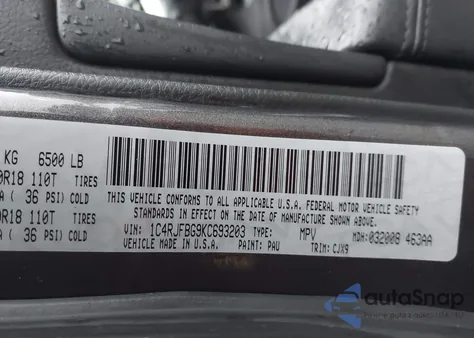 2019 Jeep Grand Cherokee Limited 4X4 from USA, damaged, VIN 1C4RJFBG9KC693203